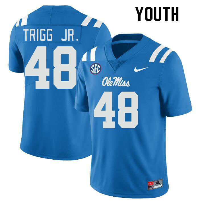 Youth #48 Mark Trigg Jr. Ole Miss Rebels College Football Jerseyes Stitched Sale-Powder Blue